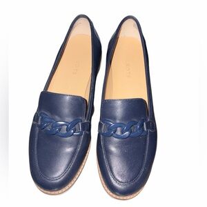 Talbots Deep Blue Chain Detail Loafers